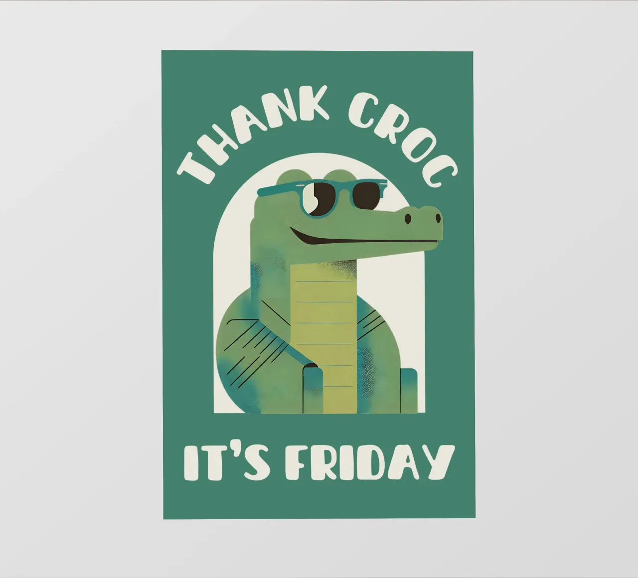 Thank croc it's friday - simpatico e divertente gioco di parole con i coccodrilli telo in pvc da Punderful Day