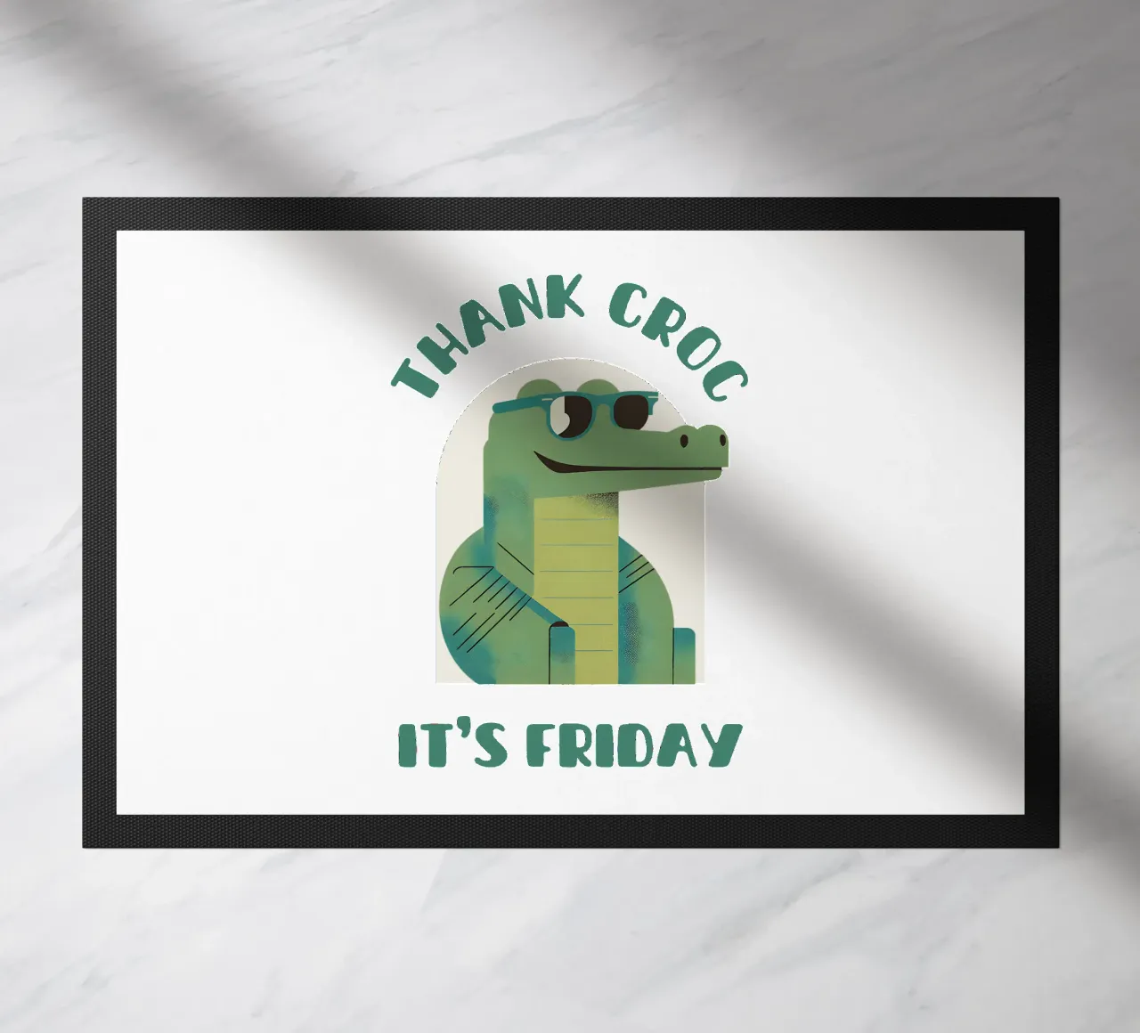 Thank croc it's friday - simpatico e divertente gioco di parole con i coccodrilli zerbino da Punderful Day