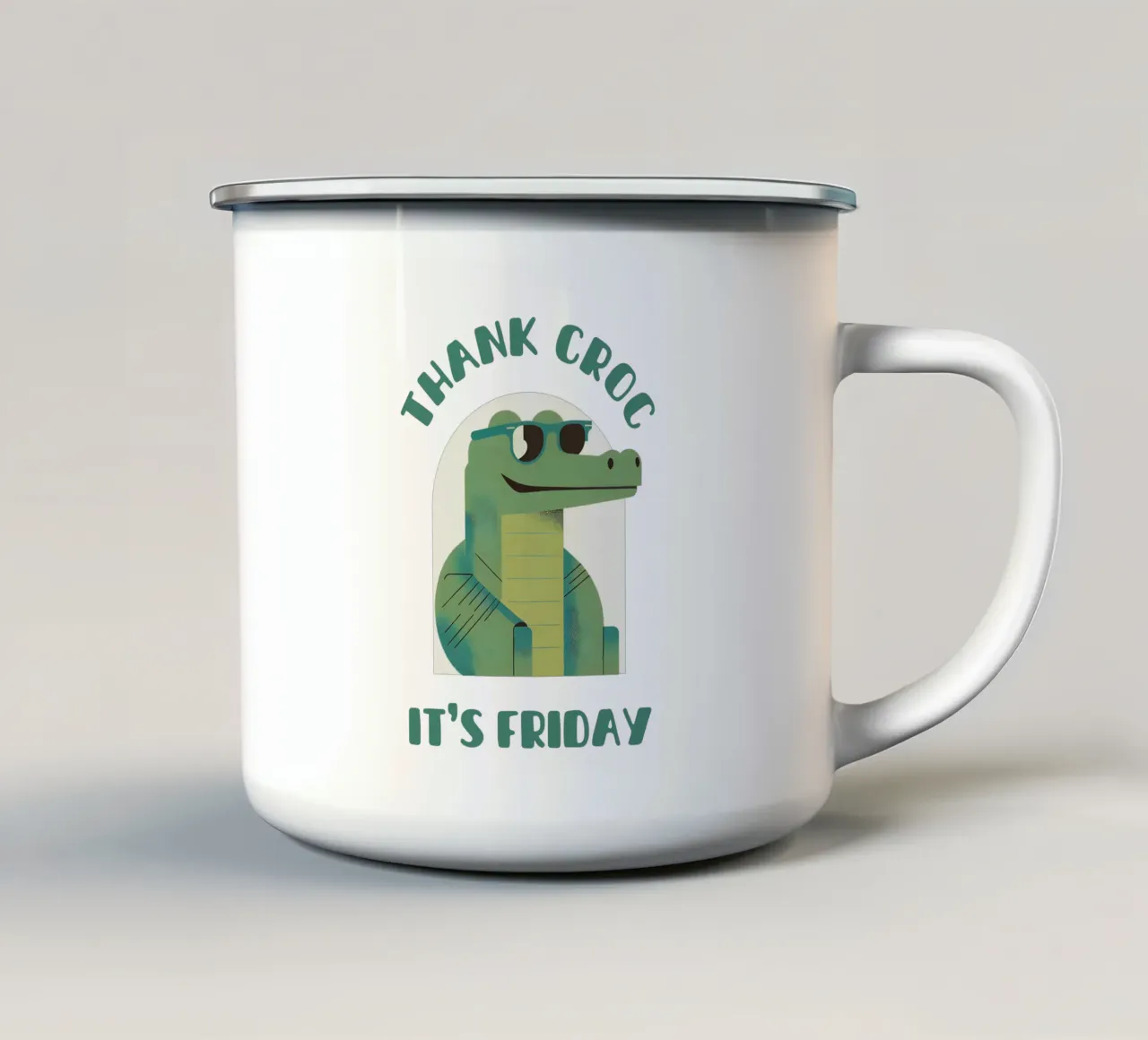 Thank croc it's friday - simpatico e divertente gioco di parole con i coccodrilli tazza in smalto da Punderful Day