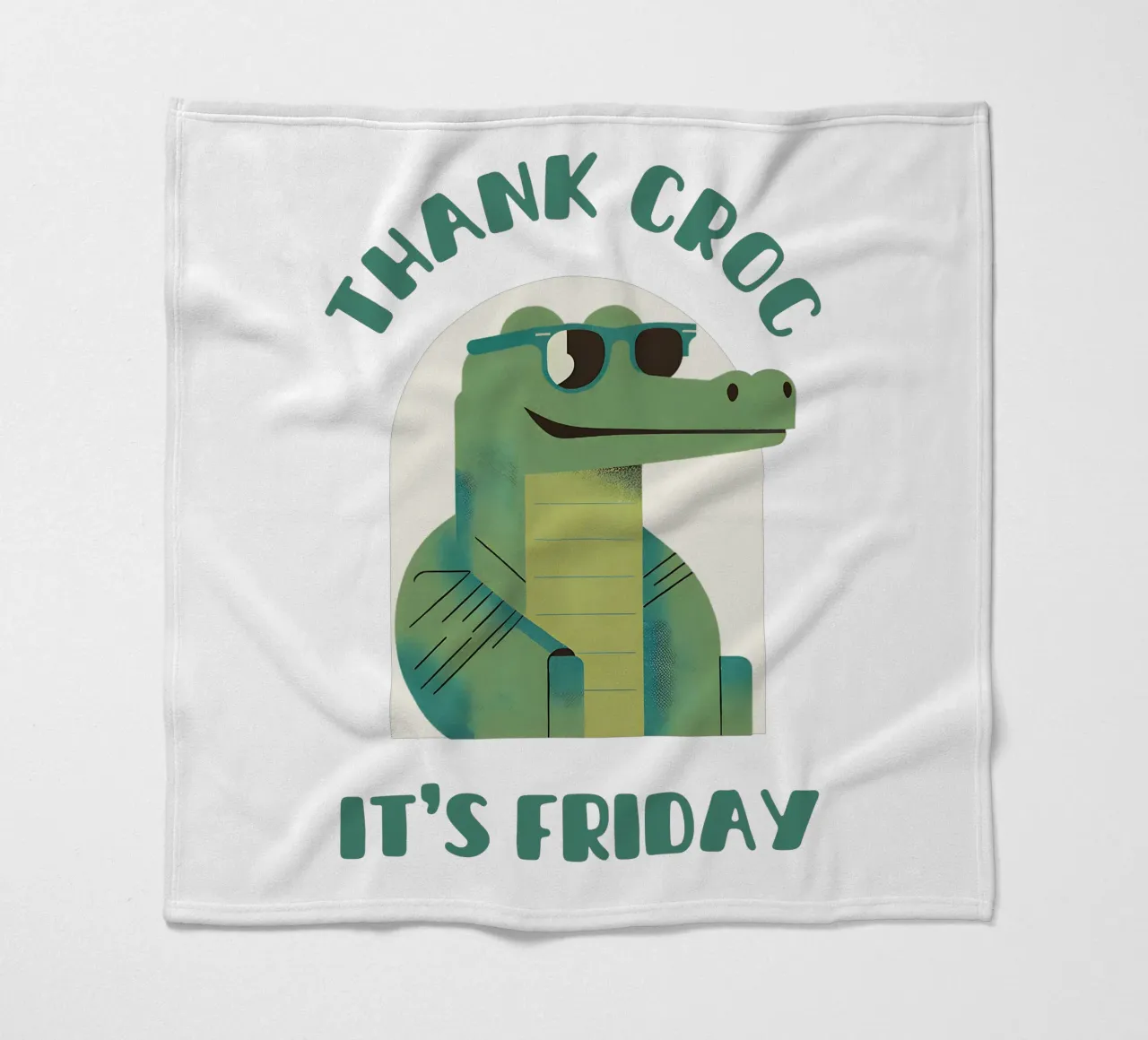 Thank croc it's friday - cute & funny crocodile pun fleece blanket by Punderful Day