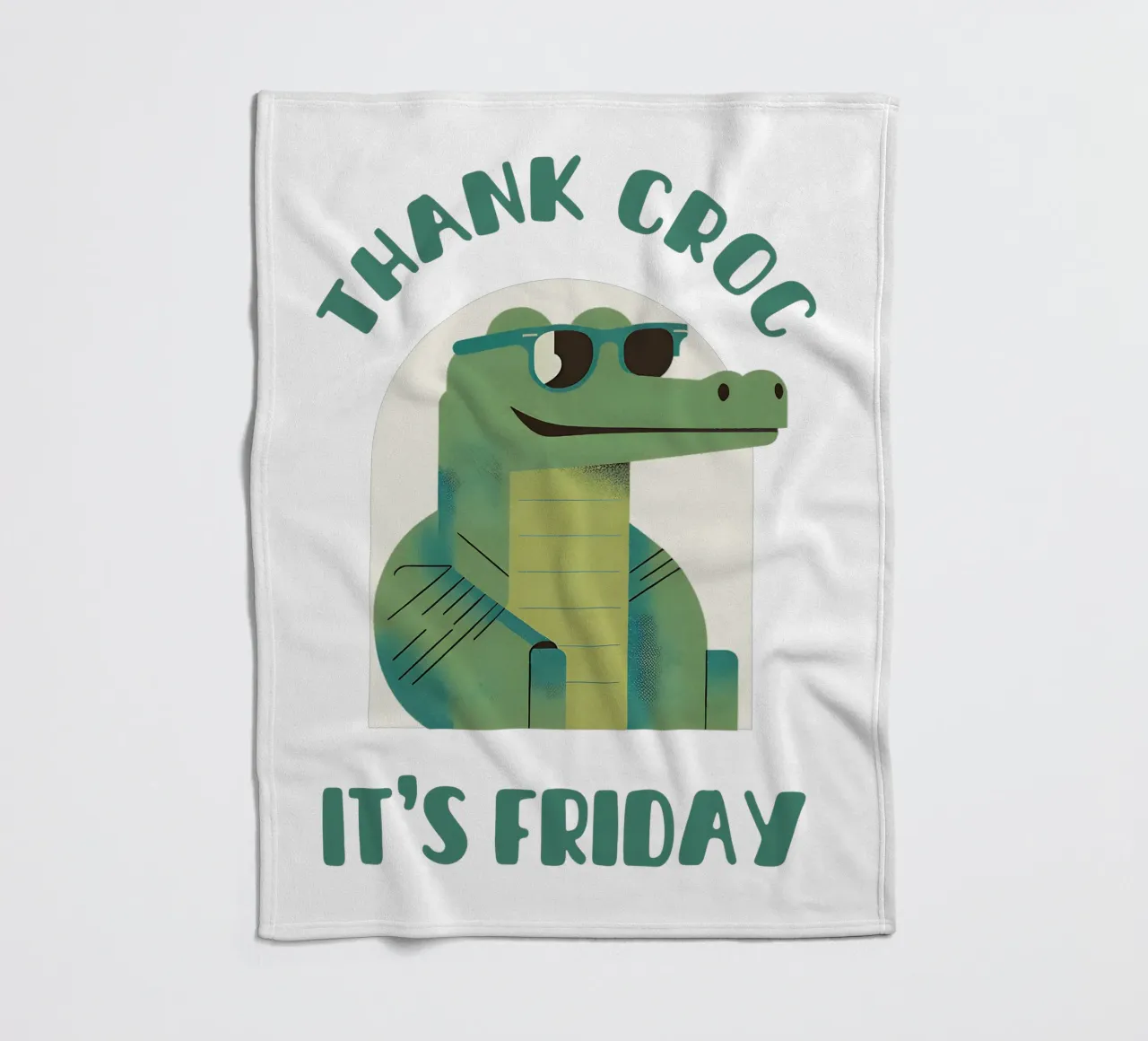 Thank croc it's friday - cute & funny crocodile pun fleece blanket by Punderful Day