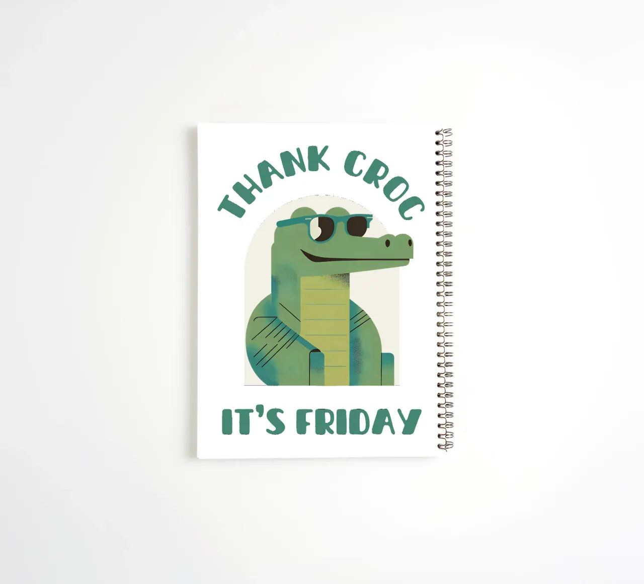 Thank croc it's friday - simpatico e divertente gioco di parole con i coccodrilli diario ad anelli da Punderful Day