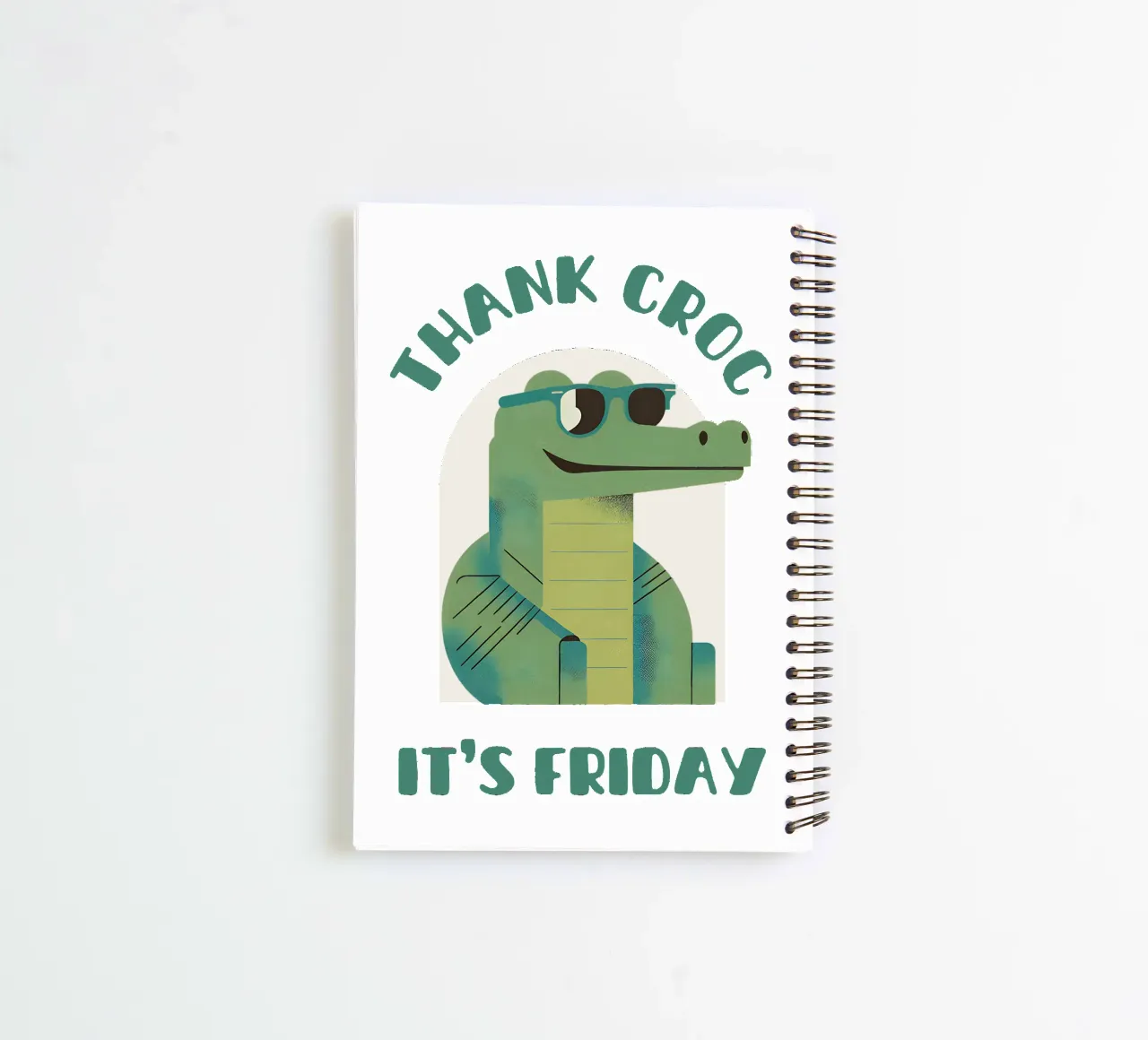 Thank croc it's friday - simpatico e divertente gioco di parole con i coccodrilli diario ad anelli da Punderful Day