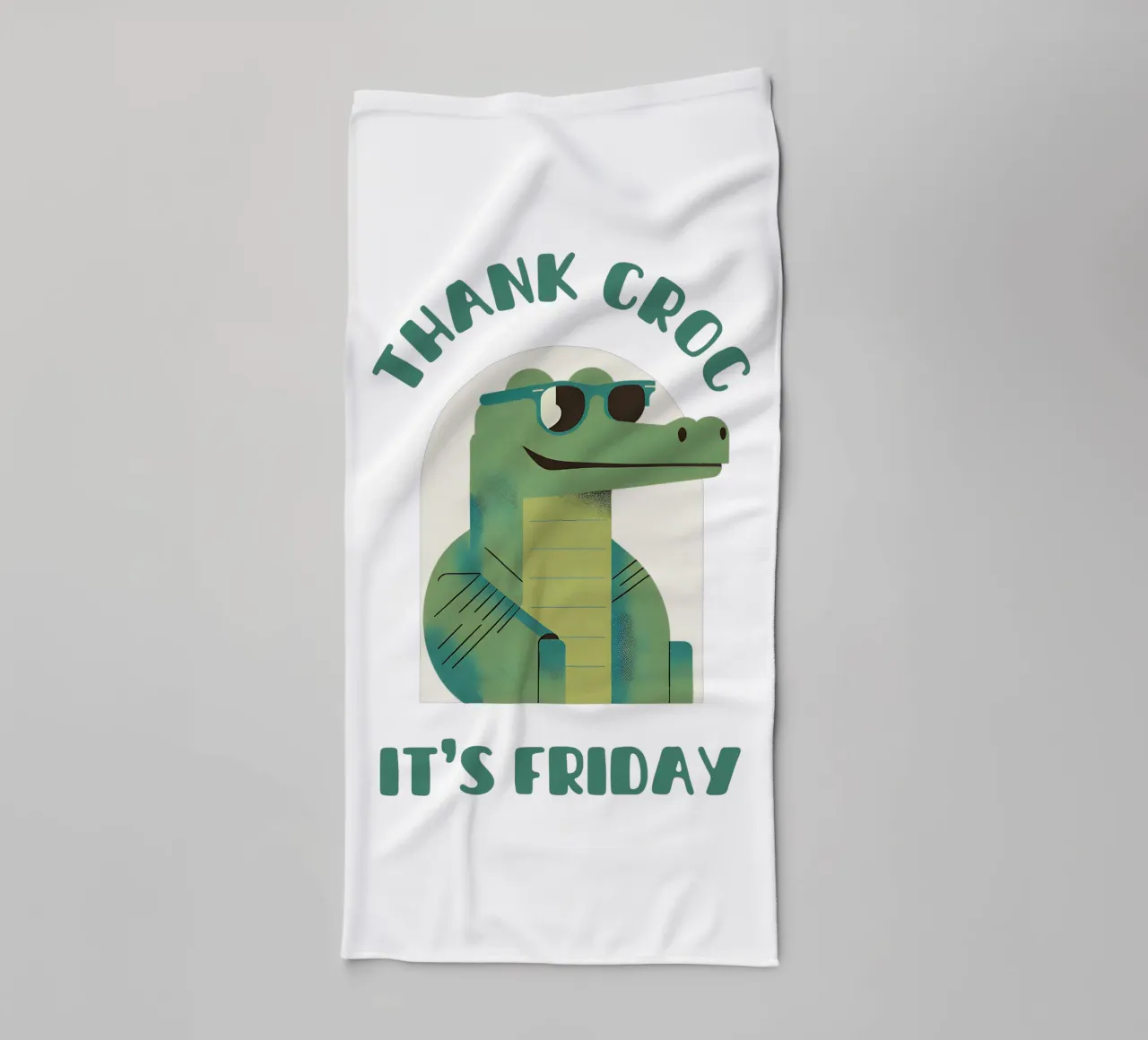 Dank krokodil het is vrijdag - leuke & grappige krokodil woordspeling badhanddoek van Punderful Day