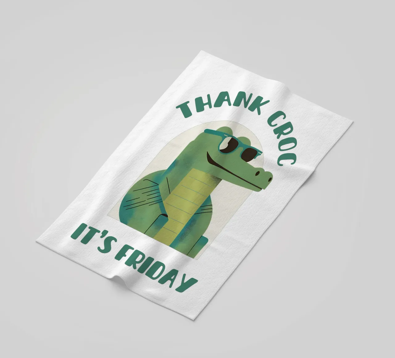 Thank croc it's friday - simpatico e divertente gioco di parole con i coccodrilli telo mare da Punderful Day