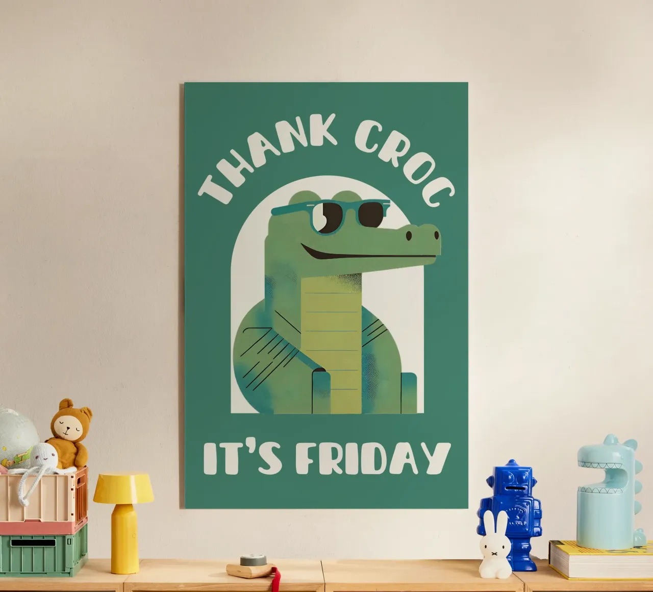 Thank croc it's friday - cute & funny crocodile pun acrylic glass by Punderful Day