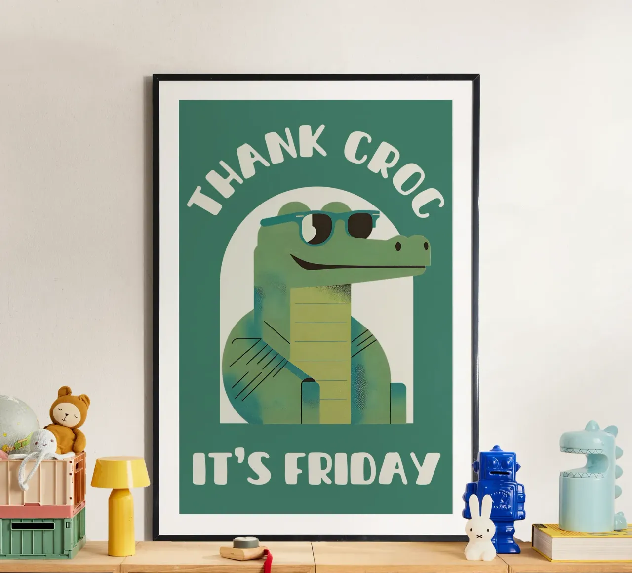 Dank krokodil het is vrijdag - leuke & grappige krokodil woordspeling hahnemühle van Punderful Day