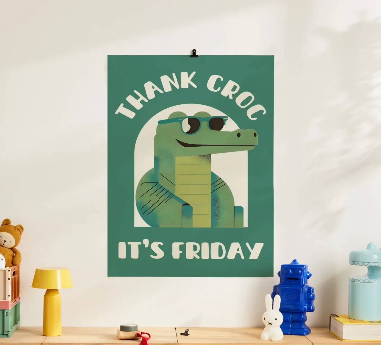 Dank krokodil het is vrijdag - leuke & grappige krokodil woordspeling hahnemühle van Punderful Day