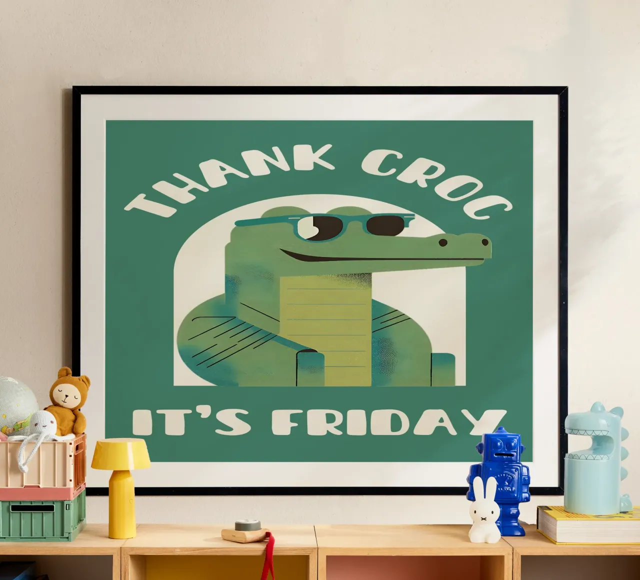 Dank krokodil het is vrijdag - leuke & grappige krokodil woordspeling hahnemühle van Punderful Day