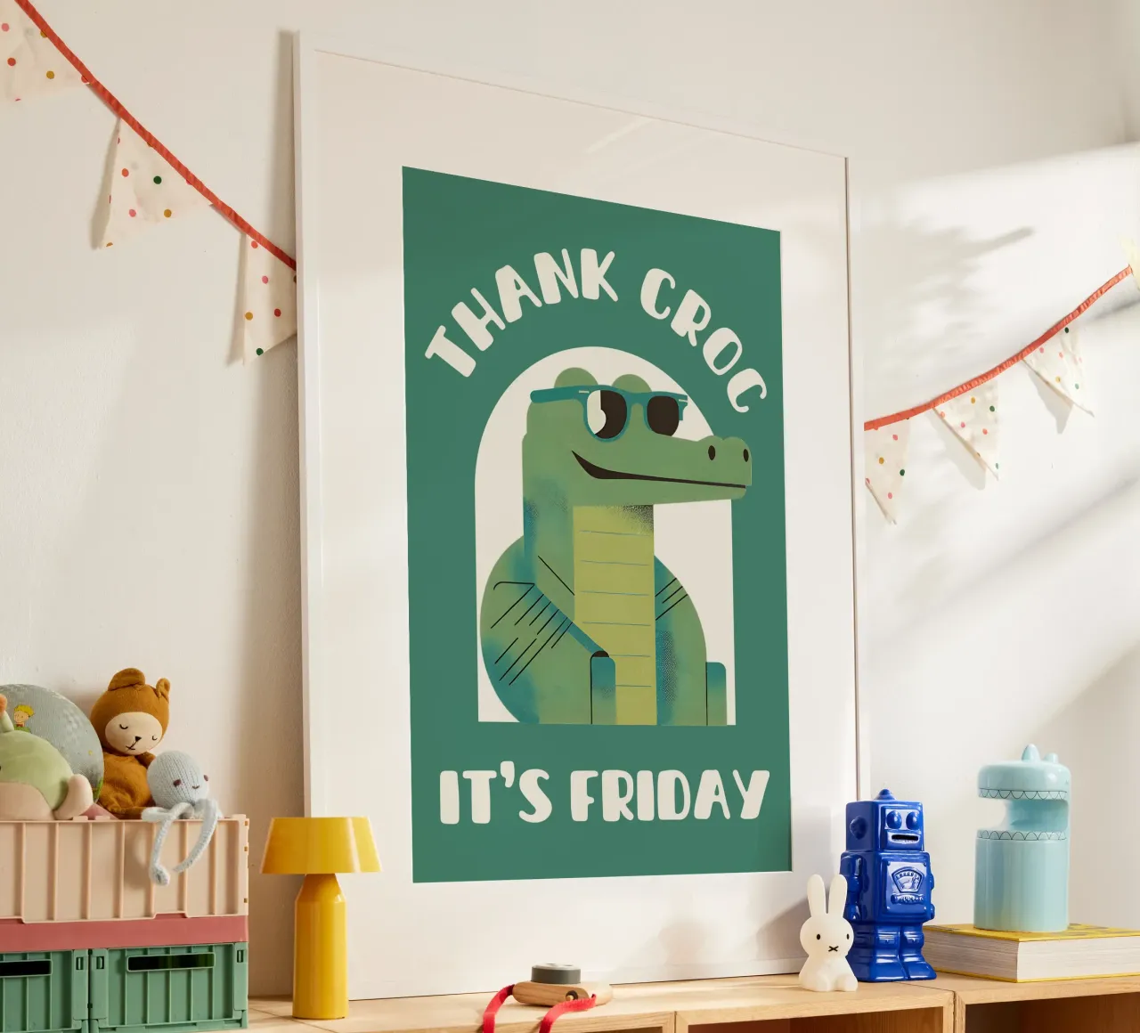 Dank krokodil het is vrijdag - leuke & grappige krokodil woordspeling hahnemühle van Punderful Day