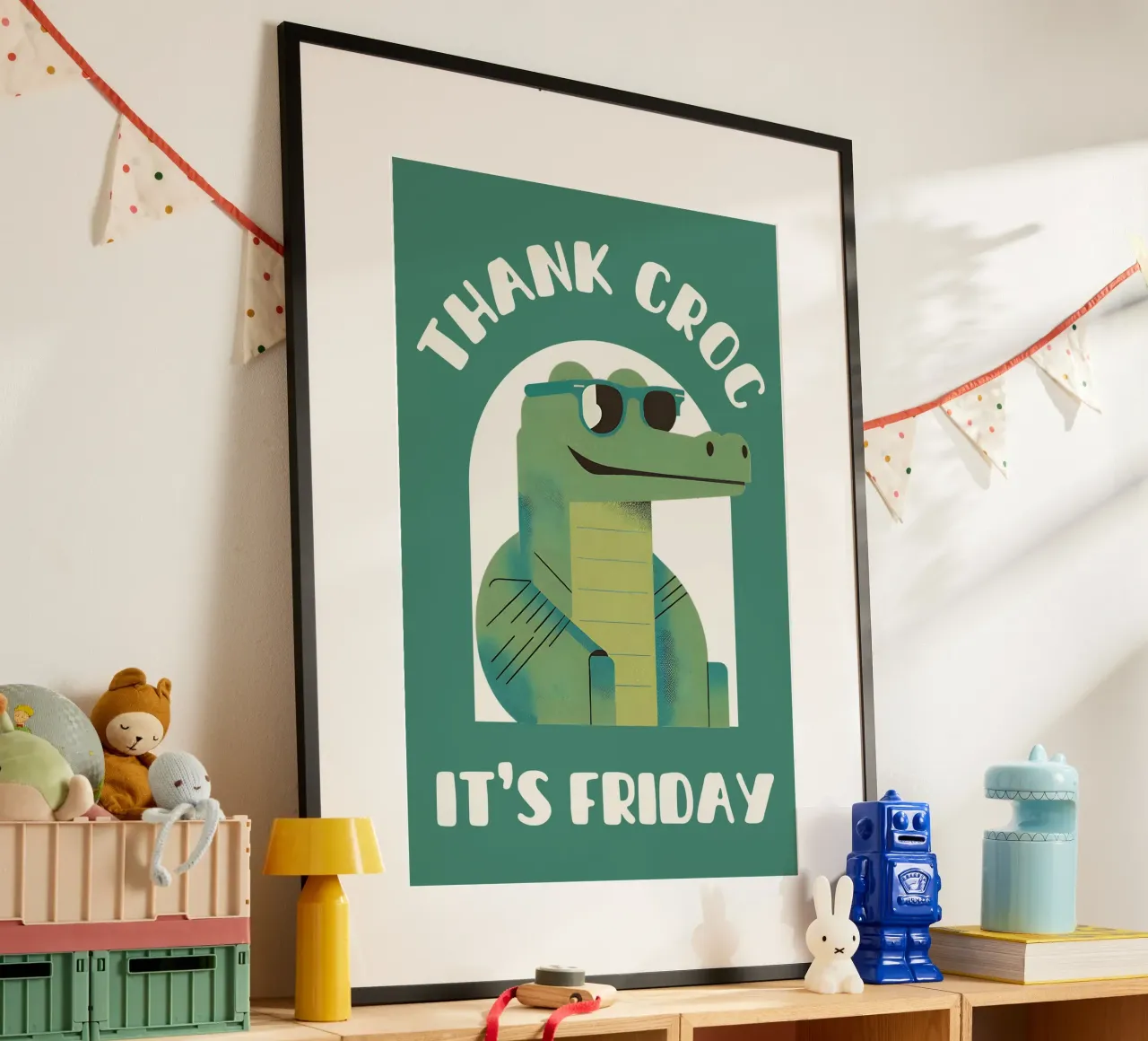 Dank krokodil het is vrijdag - leuke & grappige krokodil woordspeling hahnemühle van Punderful Day