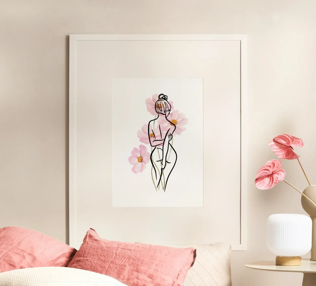 Woman Flowerpower poster con telaio in alluminio da AESTHETIC VIBES by Isabel