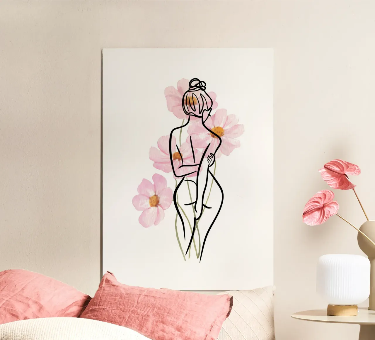 Woman Flowerpower poster con telaio in alluminio da AESTHETIC VIBES by Isabel