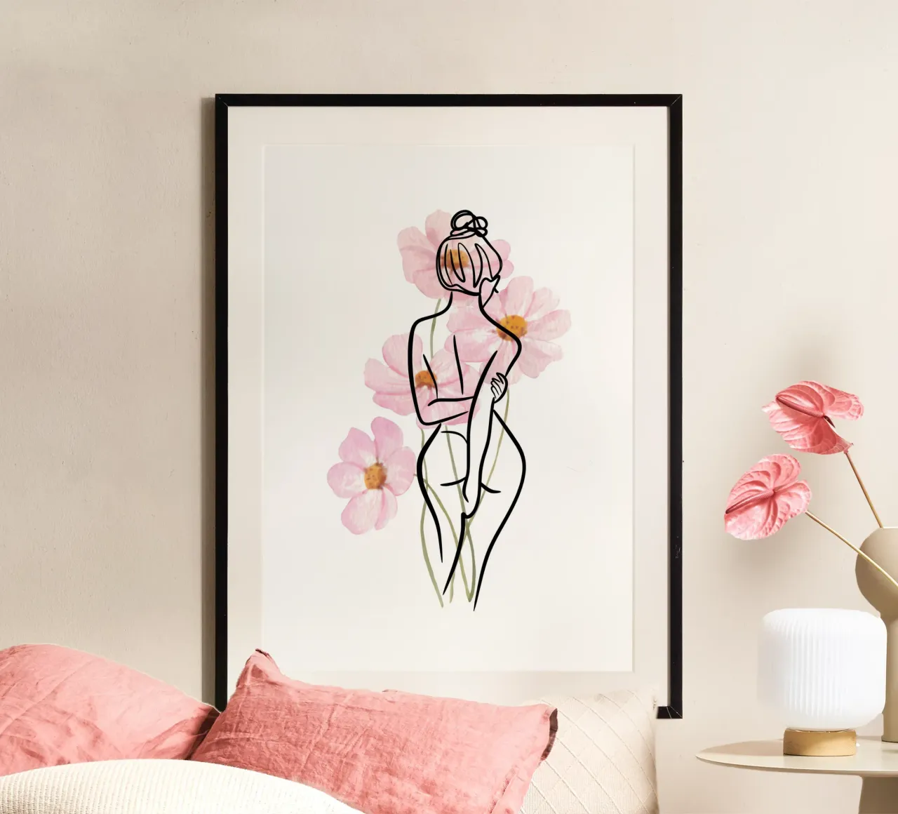 Woman Flowerpower poster con telaio in alluminio da AESTHETIC VIBES by Isabel