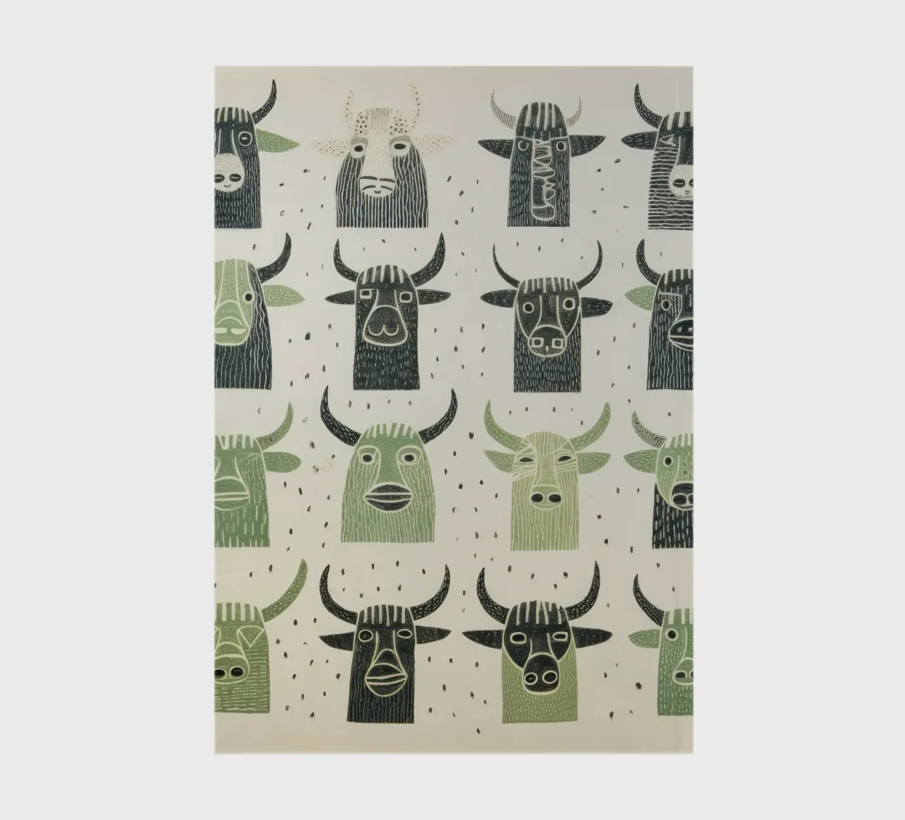 Green Yaks 1 notebook by Minimal Animal Art