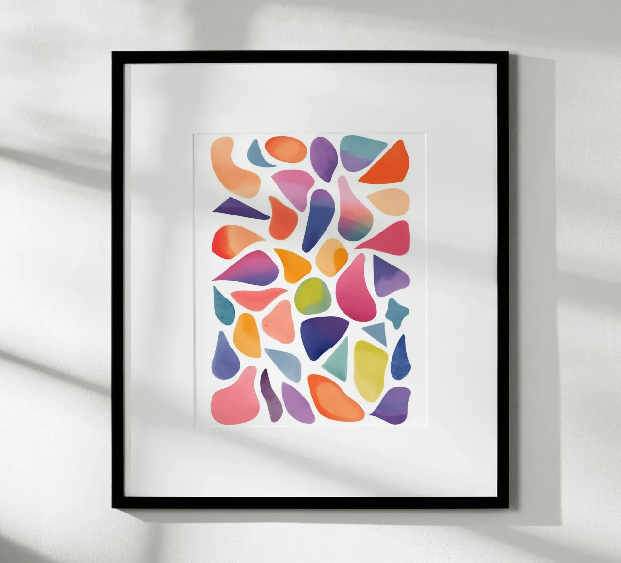 Bunte Kleckse Poster mit Aluminium Rahmen von designsbysophia