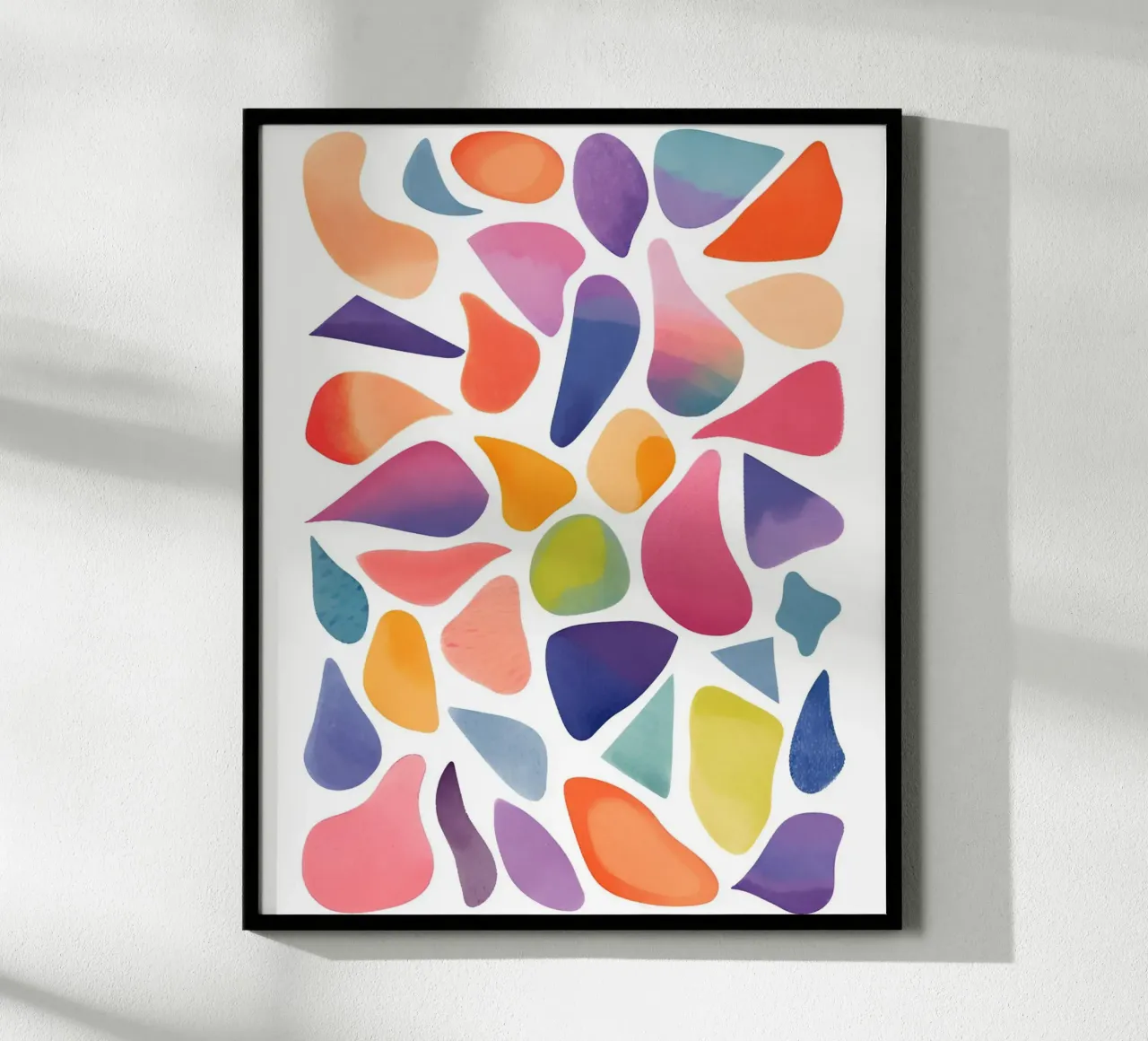 Bunte Kleckse Poster mit Aluminium Rahmen von designsbysophia