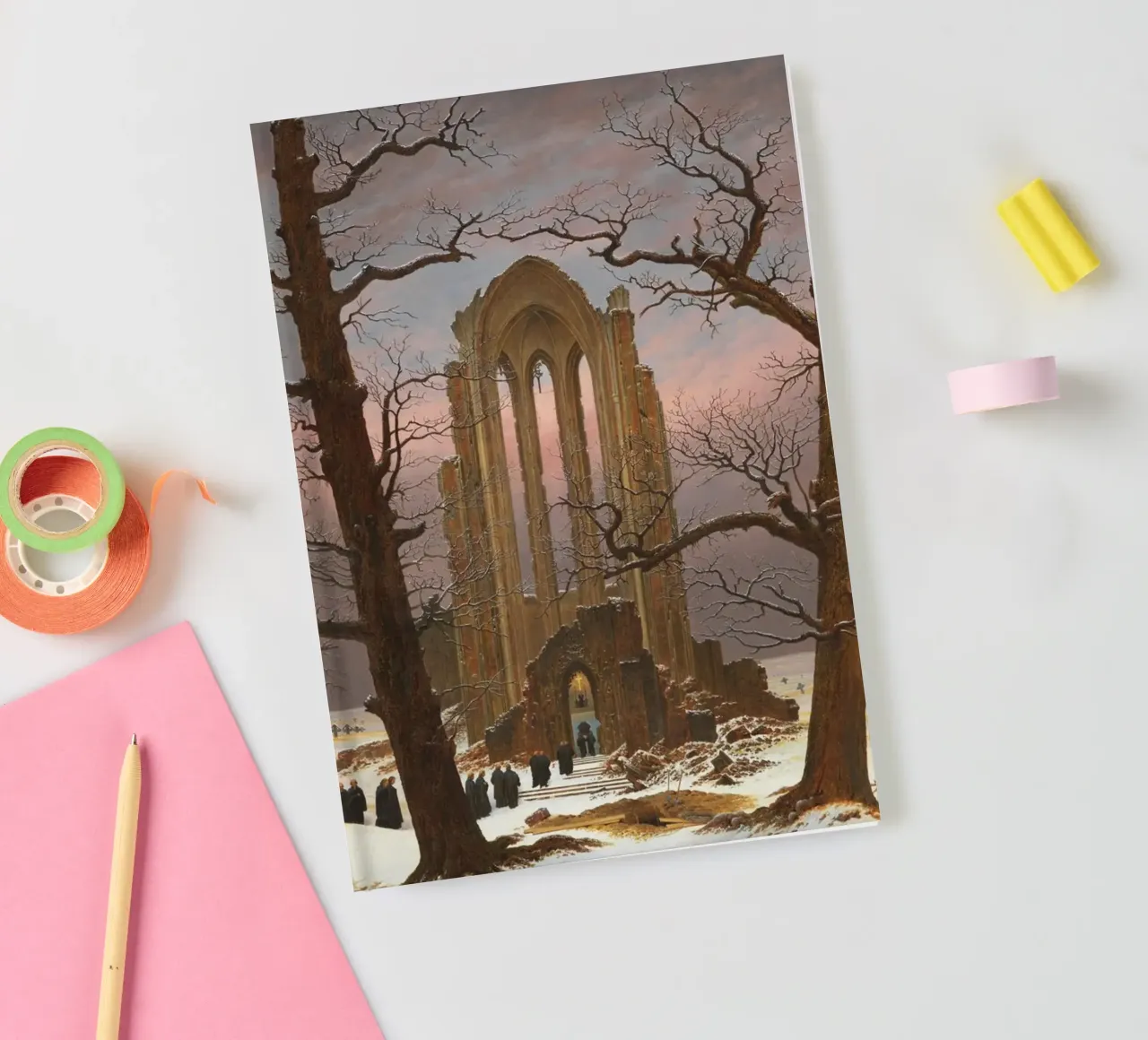 Caspar David Friedrich - Monastery Cemetry in Snow notebook by Timeless Artworks