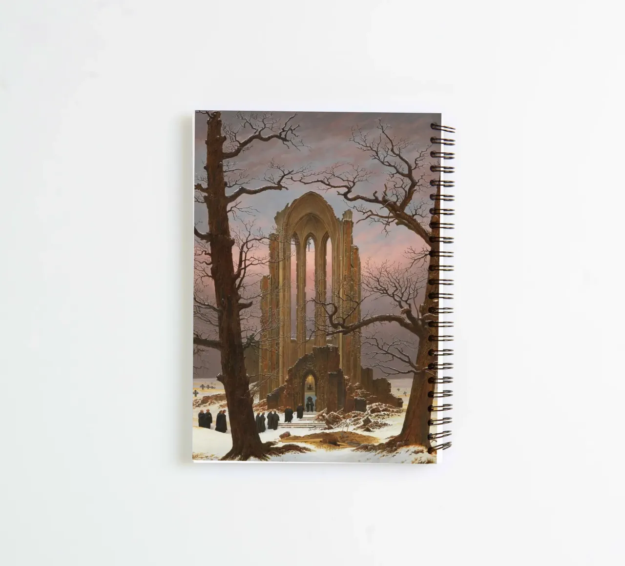 Caspar David Friedrich - Monastery Cemetry in Snow spiral notebook by Timeless Artworks