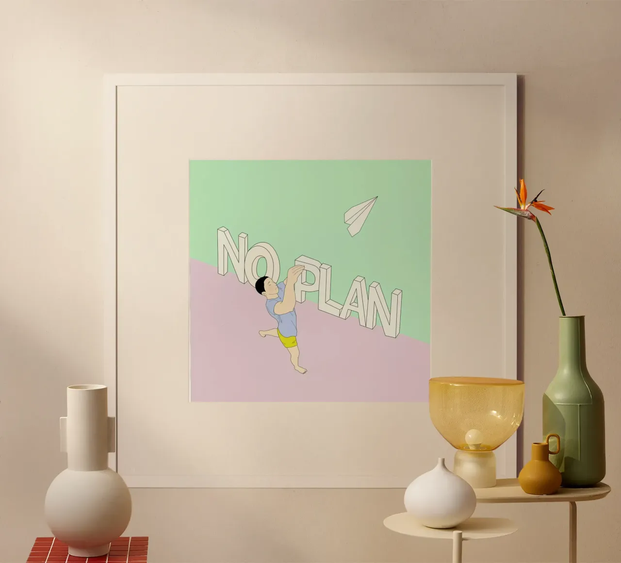 No Plan poster con telaio in legno da Ruei
