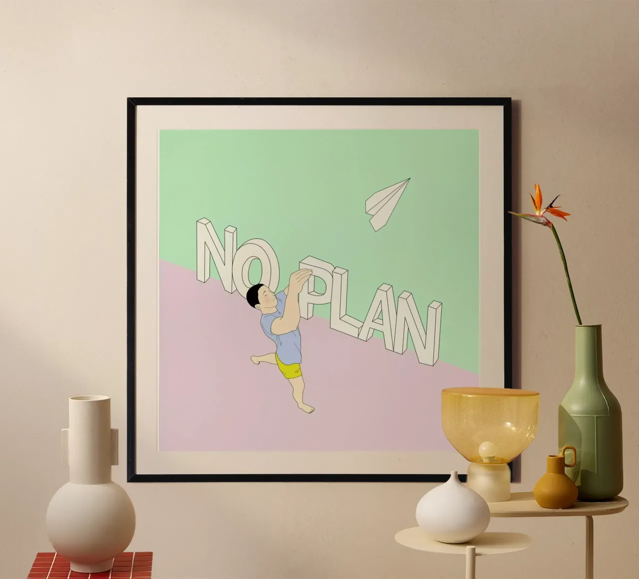 No Plan poster con telaio in legno da Ruei