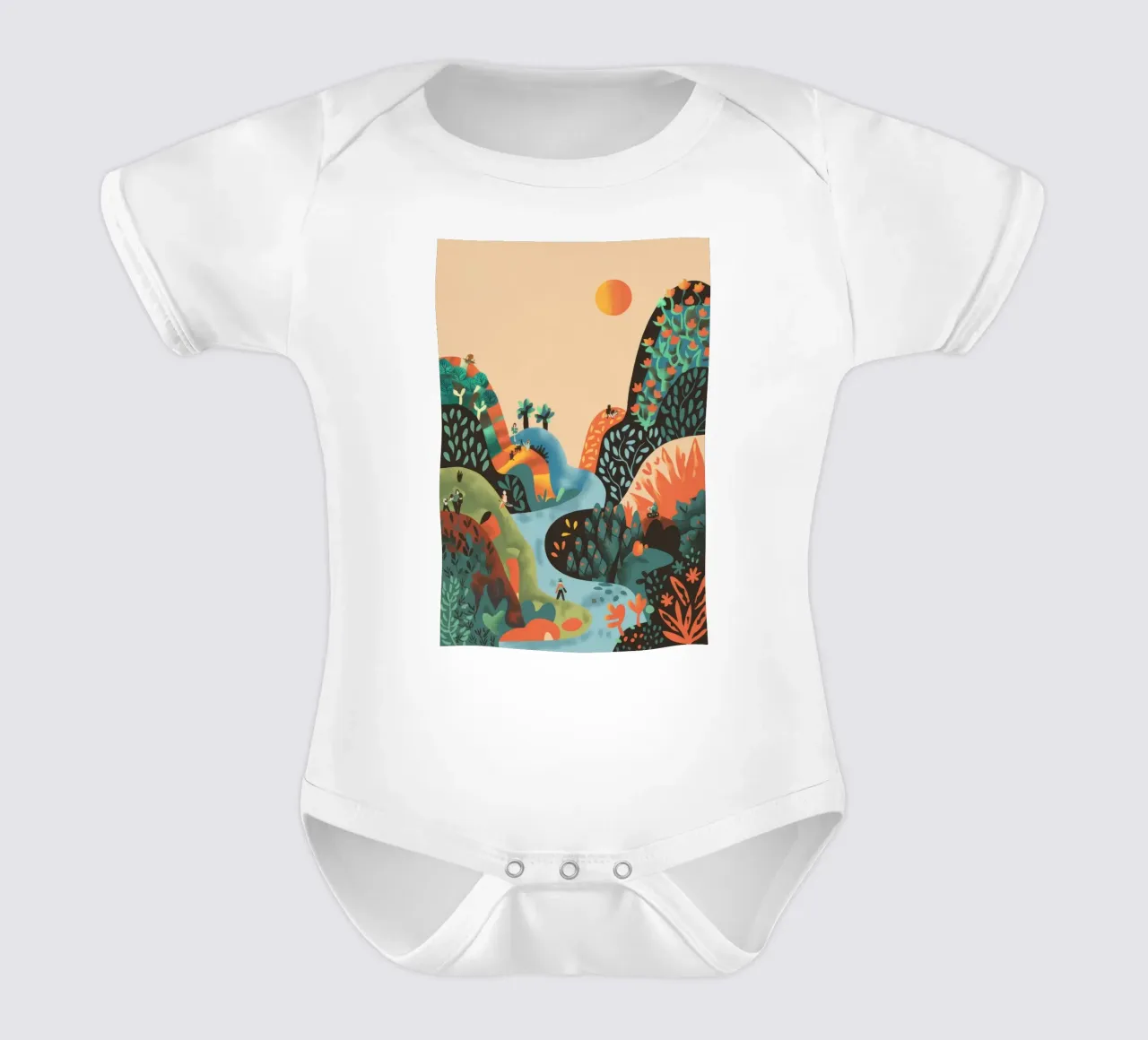 Dreamy Landscape short-sleeve baby romper by Artie Shifa