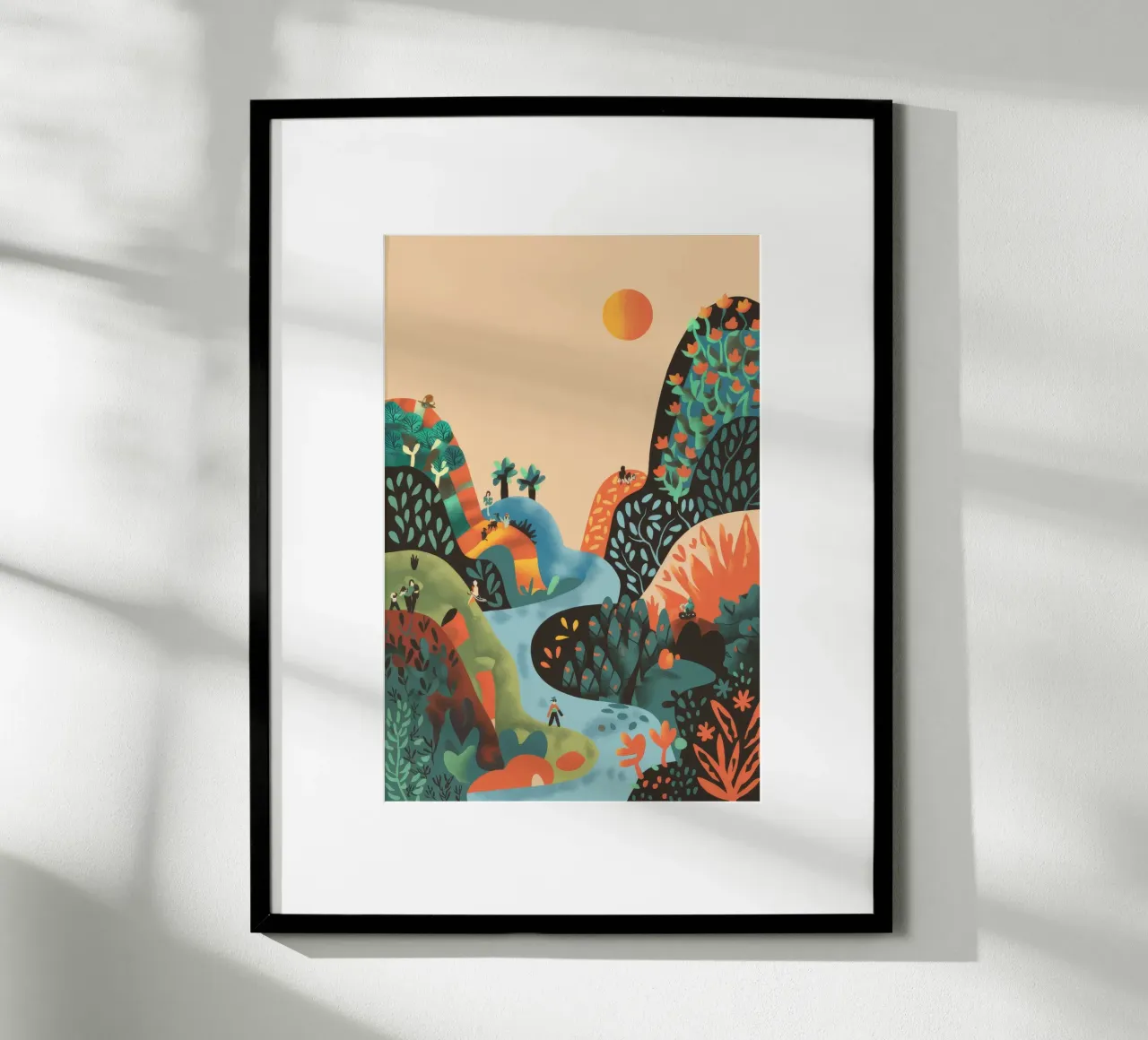 Paesaggio da sogno poster con telaio in legno da Artie Shifa