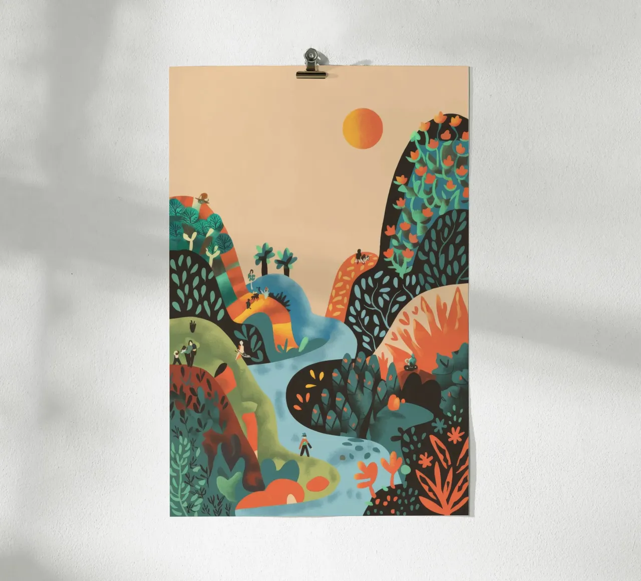 Paesaggio da sogno poster con telaio in legno da Artie Shifa