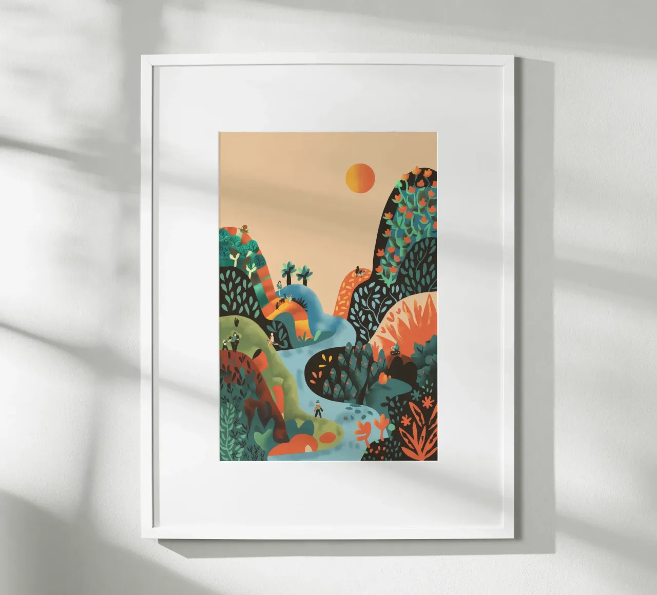 Paesaggio da sogno poster con telaio in legno da Artie Shifa