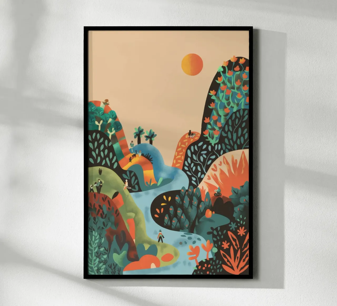 Paesaggio da sogno poster con telaio in legno da Artie Shifa