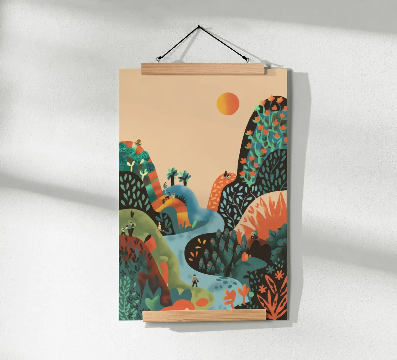 Paesaggio da sogno poster con telaio in legno da Artie Shifa