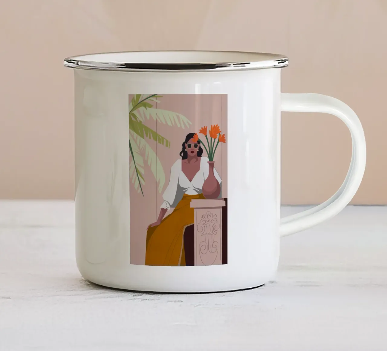 Elegante contemplazione tazza in smalto da Artie Shifa
