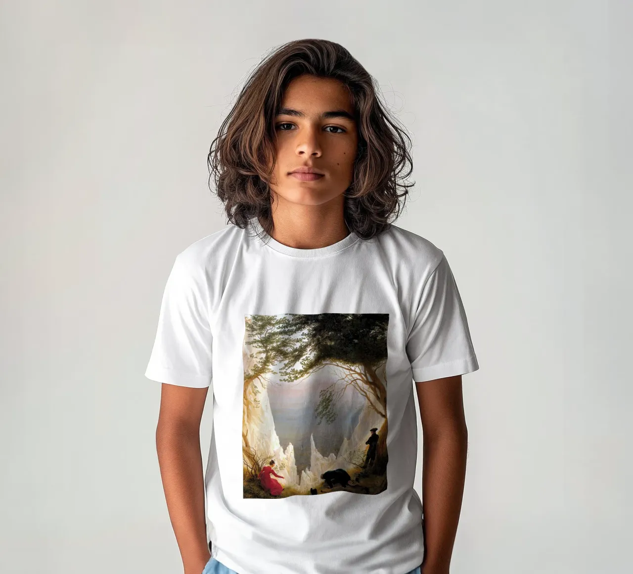 Caspar David Friedrich - Chalk Cliffs at Ruegen kids t-shirt by Timeless Artworks