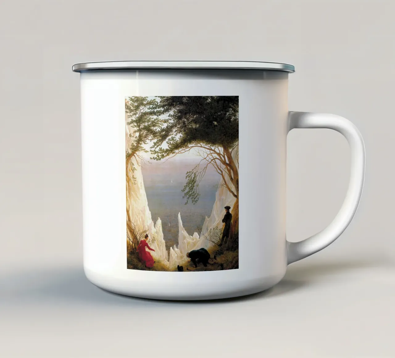 Caspar David Friedrich - Rocce di gesso a Ruegen tazza in smalto da Timeless Artworks