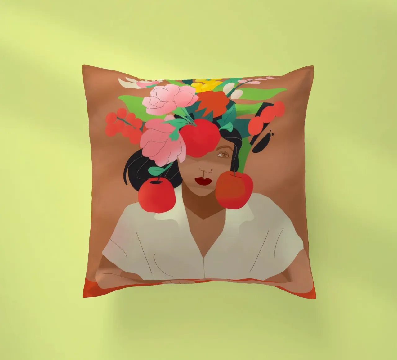 Floral Headpiece decorative cushion by Artie Shifa