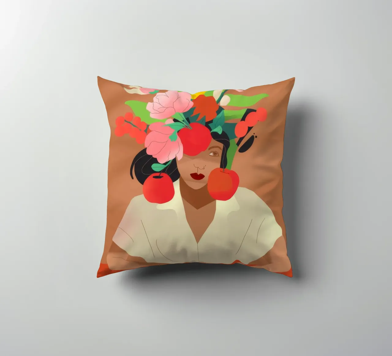 Floral Headpiece decorative cushion by Artie Shifa