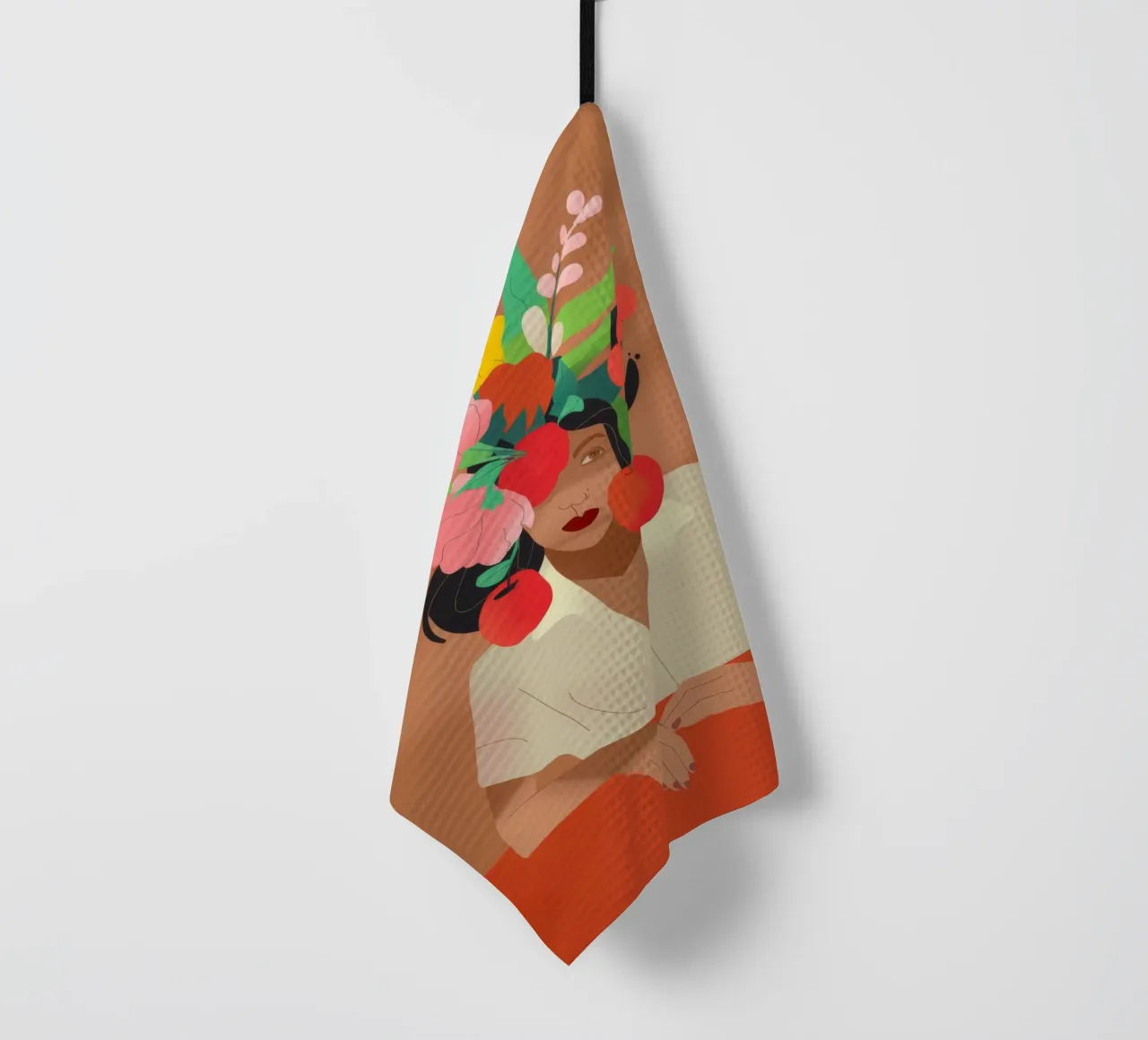 Floral Headpiece tea towel by Artie Shifa