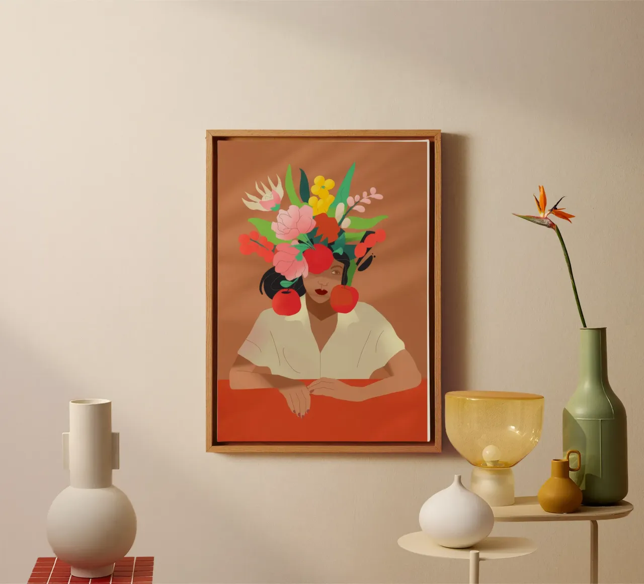 Copricapo floreale tela con Cornice a cassetta da Artie Shifa