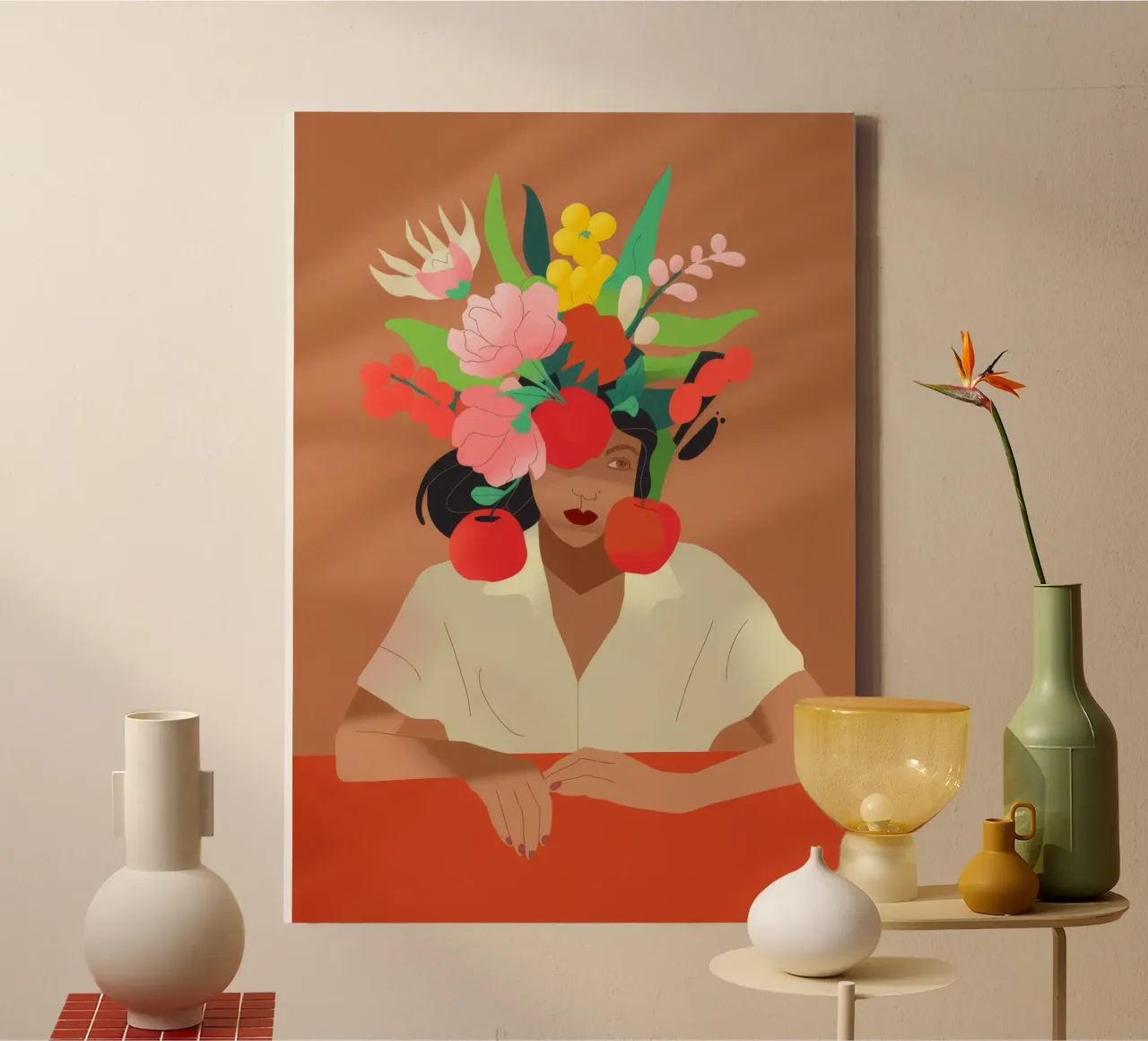 Copricapo floreale tela con Cornice a cassetta da Artie Shifa