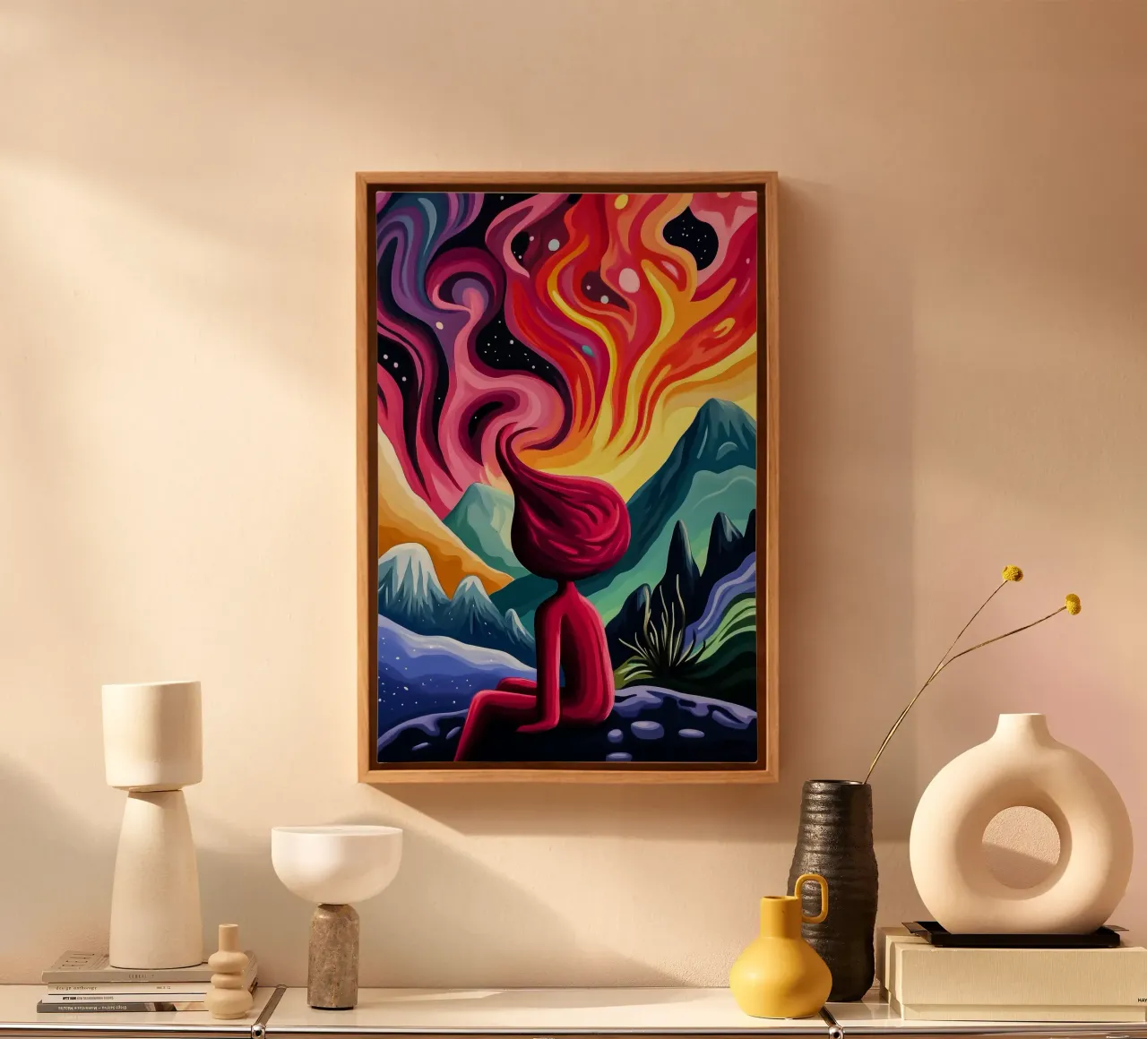 Cosmic streams of thought canvas with Floater frame by melipo-art