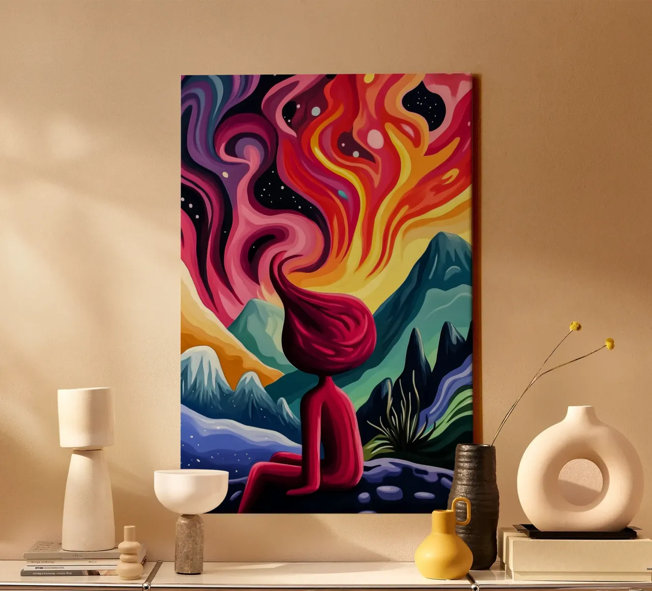 Cosmic streams of thought canvas with Floater frame by melipo-art