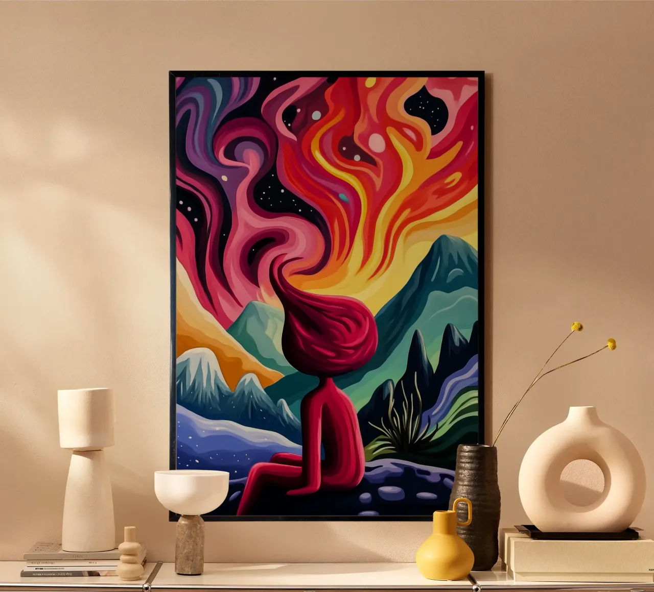 Flussi cosmici di pensiero poster con telaio in legno da melipo-art