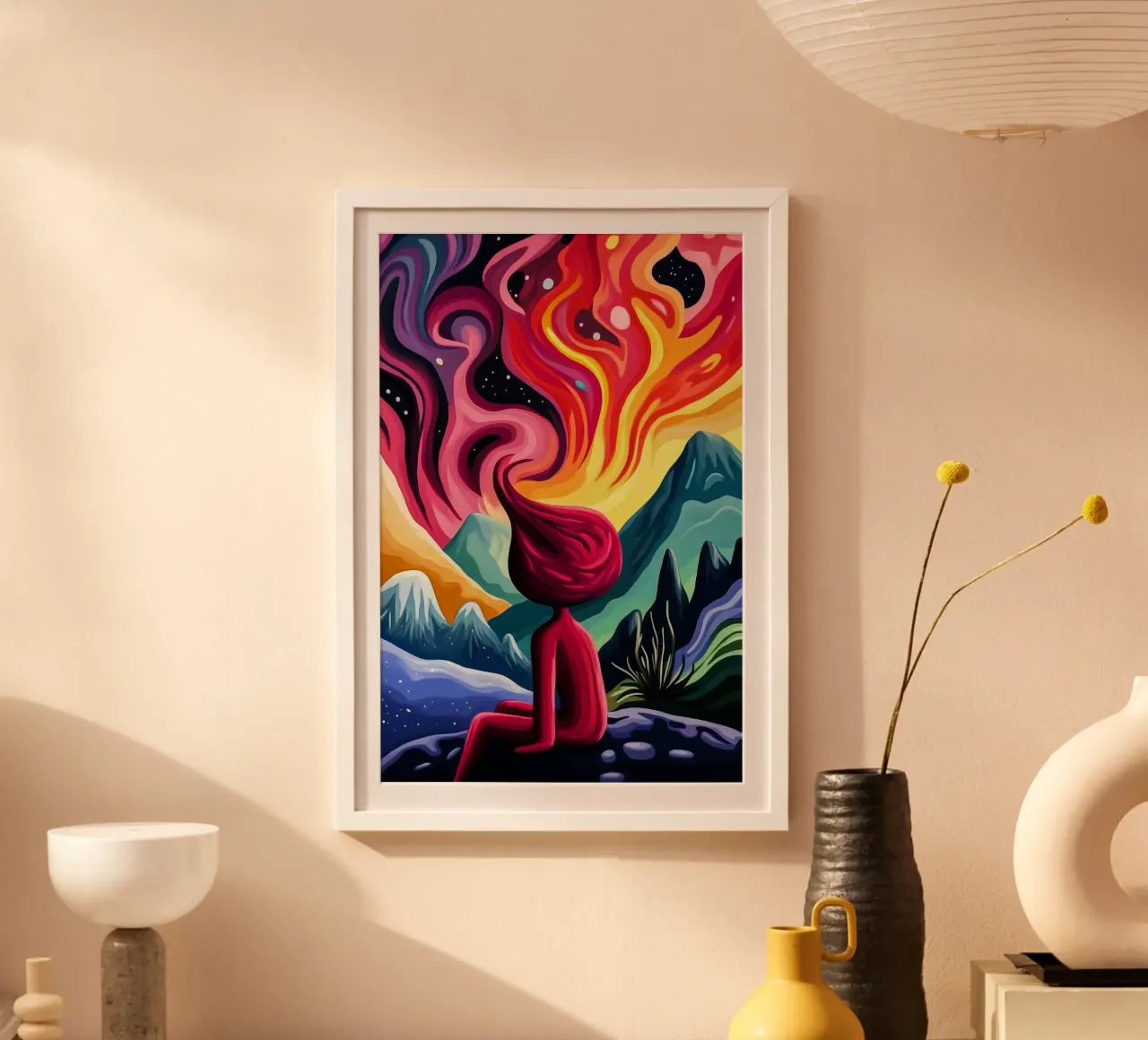 Flussi cosmici di pensiero poster con telaio in legno da melipo-art