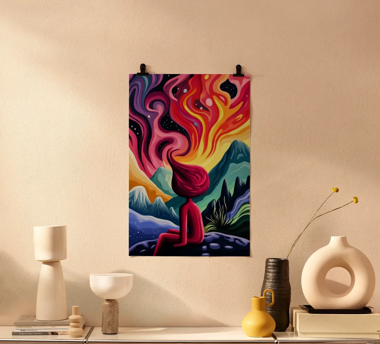 Flussi cosmici di pensiero poster con telaio in legno da melipo-art