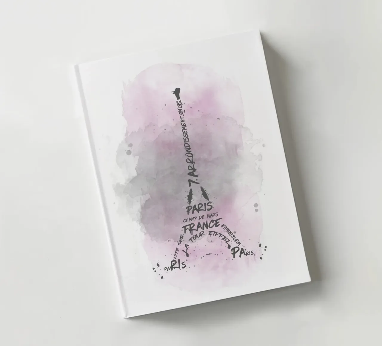 Torre Eiffel Tipografia | Acquerello rosa diario da Melanie Viola