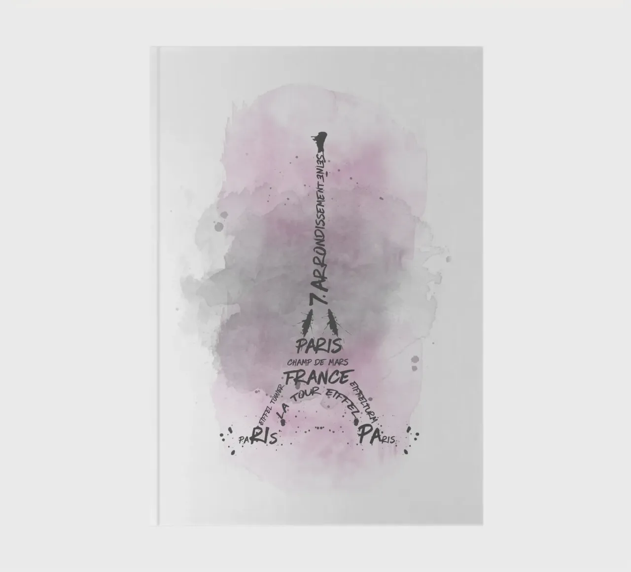 Torre Eiffel Tipografia | Acquerello rosa diario da Melanie Viola