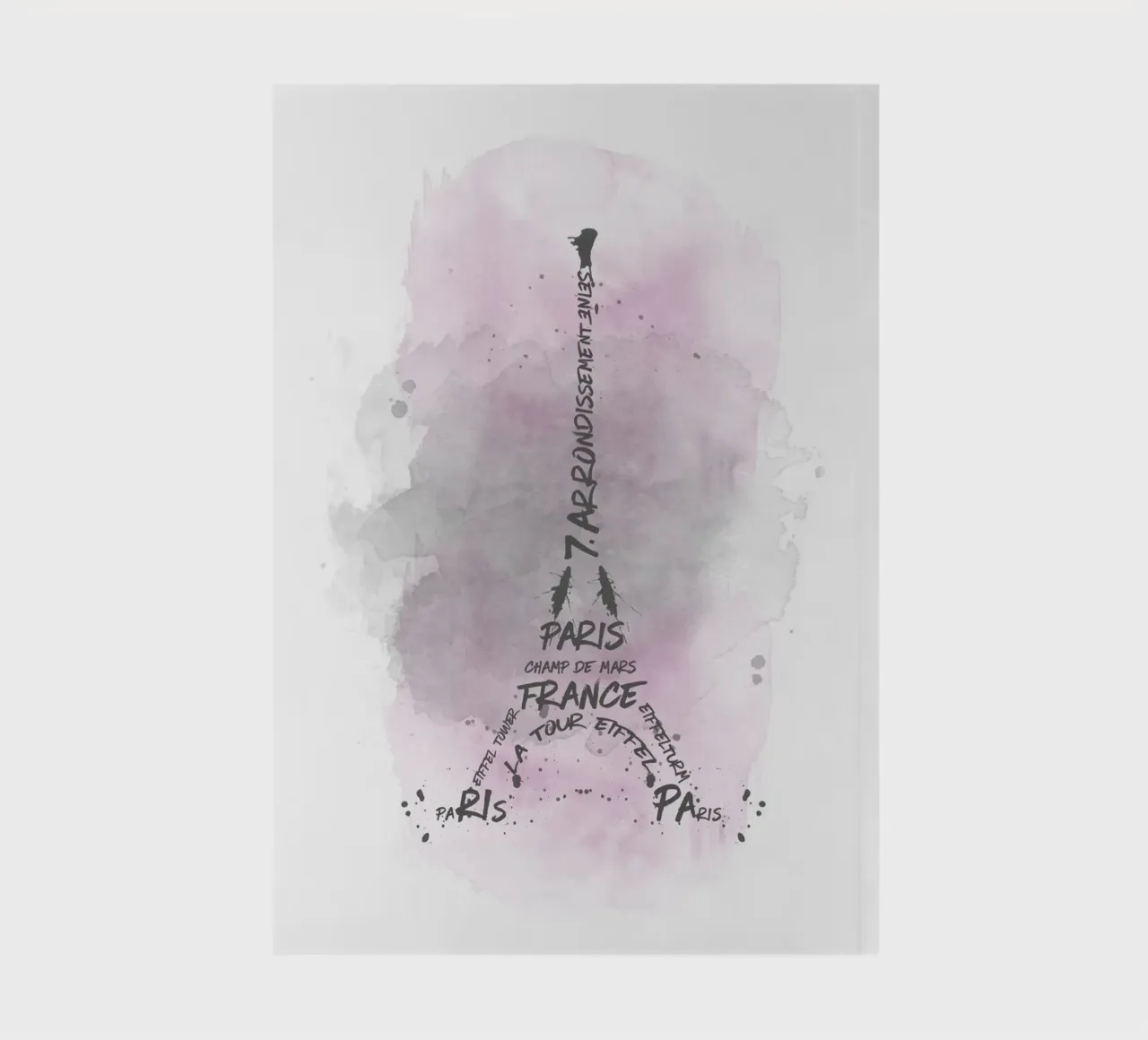 Torre Eiffel Tipografia | Acquerello rosa diario da Melanie Viola