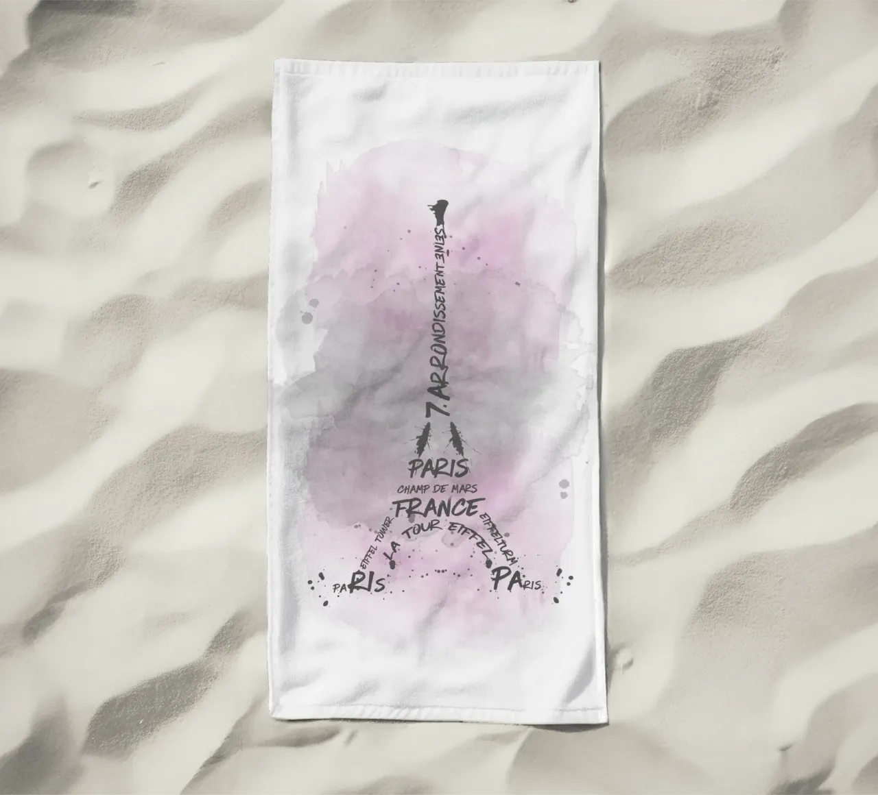 Torre Eiffel Tipografia | Acquerello rosa telo mare da Melanie Viola