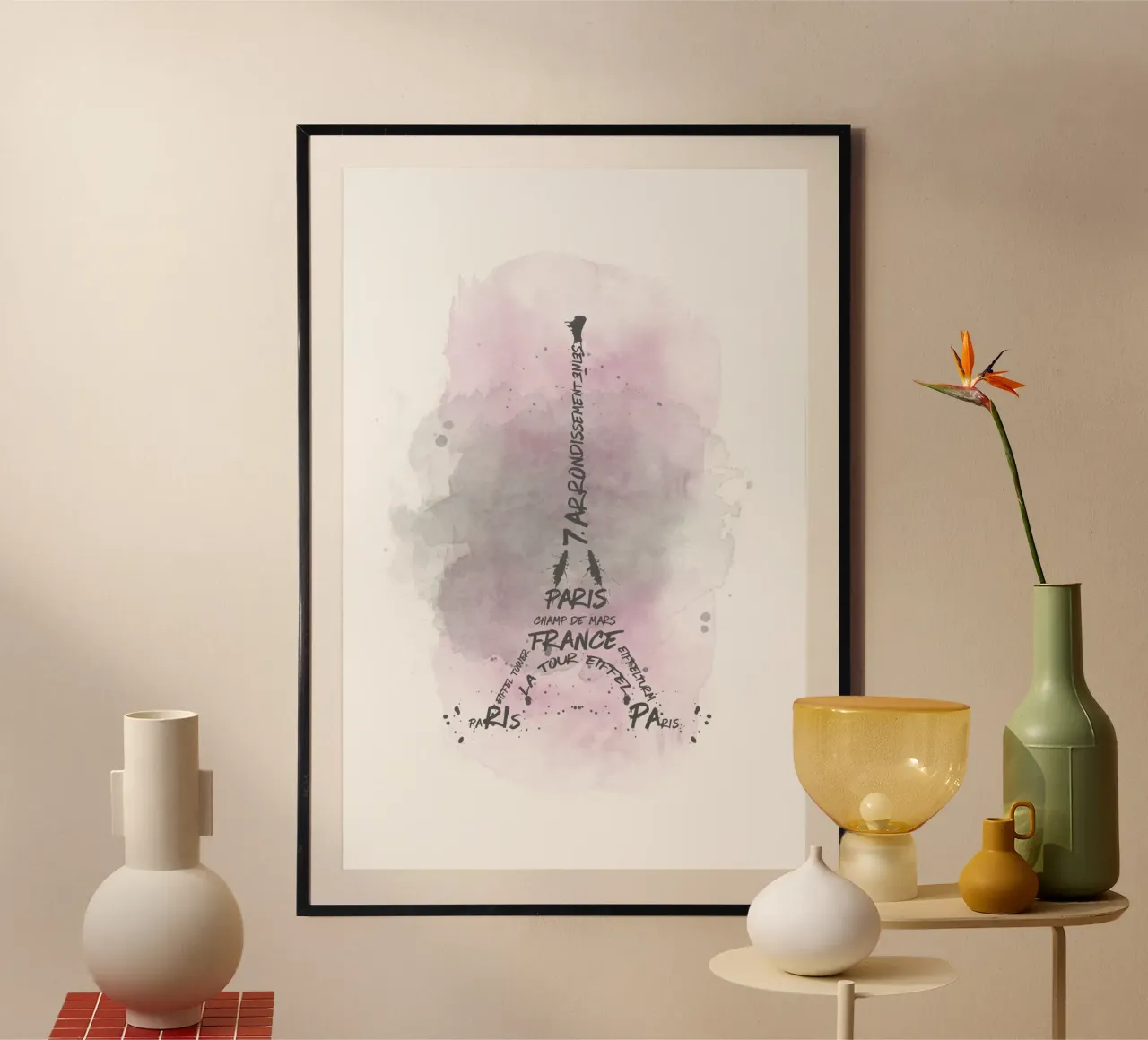Torre Eiffel Tipografia | Acquerello rosa carta hahnemühle da Melanie Viola