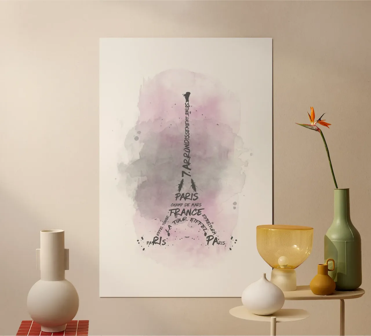 Torre Eiffel Tipografia | Acquerello rosa carta hahnemühle da Melanie Viola